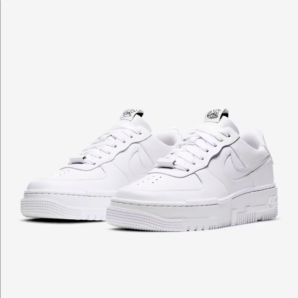 Nike Air Force 1 Pixel sneakers in triple white. Size 9. New with tags.